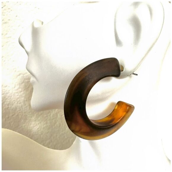 Vintage brown hoop earrings - Picture 3 of 6